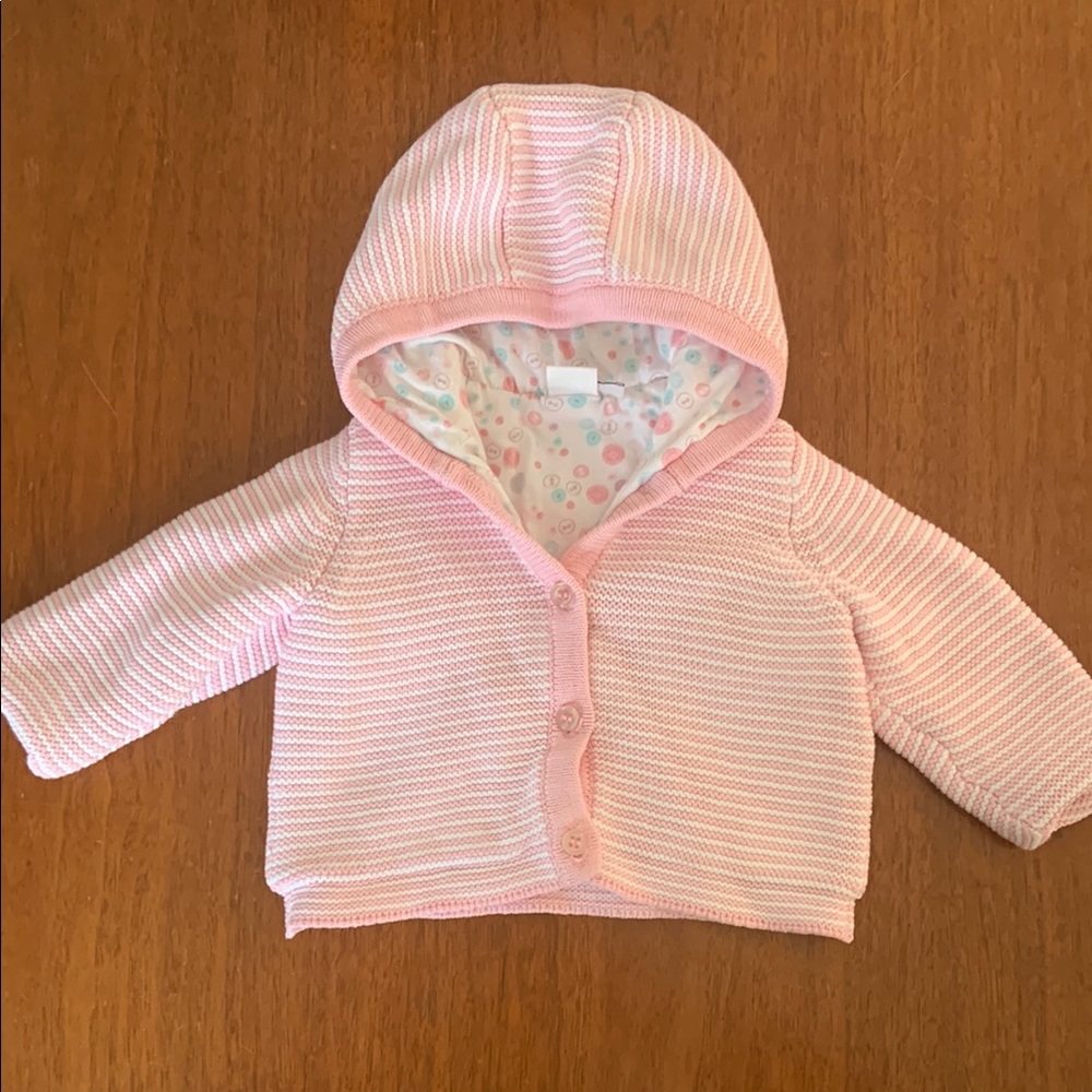 🍊5/$25 NWOT Baby Club Charming Pink Knit Baby Cardigan size 0-3m